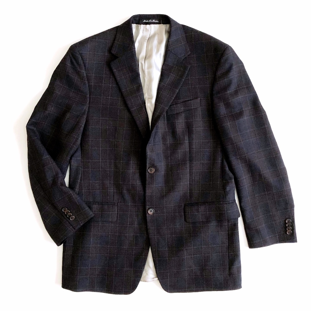 Michael Kors Men's Gray Windowpane Wool Blazer